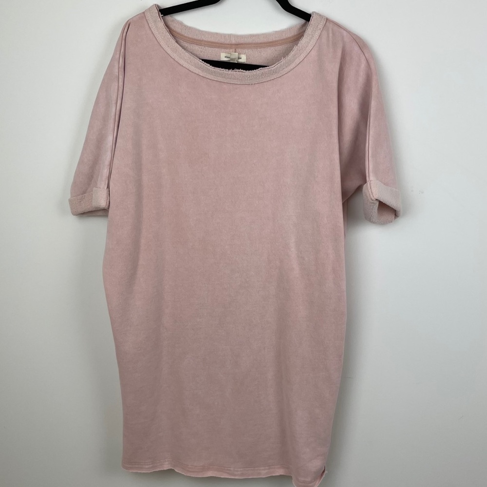 Silence + Noise Pink Dress Sweatshirt Cap Sleeve Crew Neck Woman's Size M NWT